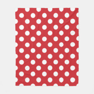 Big Polka Dot Pattern Fire Engine Red Fleece Deken
