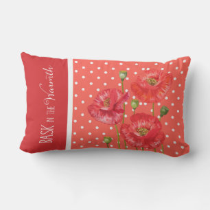 Big Polka Dot Prints in Peach en Poppy Red Buitenkussen