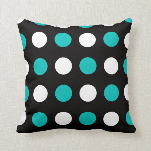 Big Polka Dots Blauwgroen Black en White Pillow Kussen