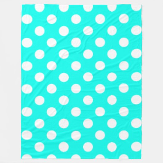 Big Polkadots Turquoise Blue Fleece Deken (Voorkant)