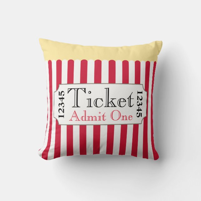 Big Popcorn Movie Ticket Cinema Pillow Kussen (Voorkant)