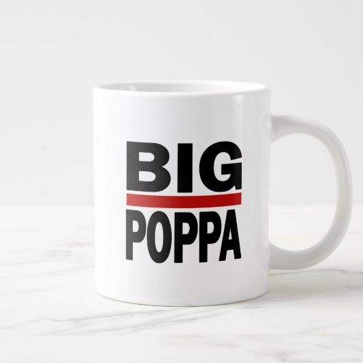Big Poppa Hip Hop Pap Fathers Day Gift Extra Grote Beker (Rechts)