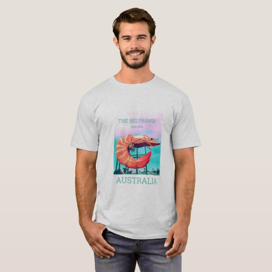 Big Prawn grappig Australisch reispictogram T-shirt (Voorkant volledig)