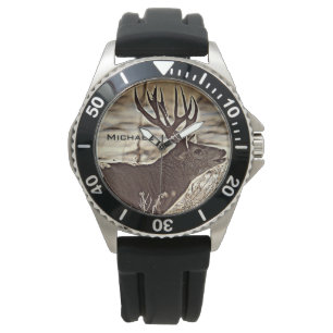 Big Rack Whitetail Buck Horloge