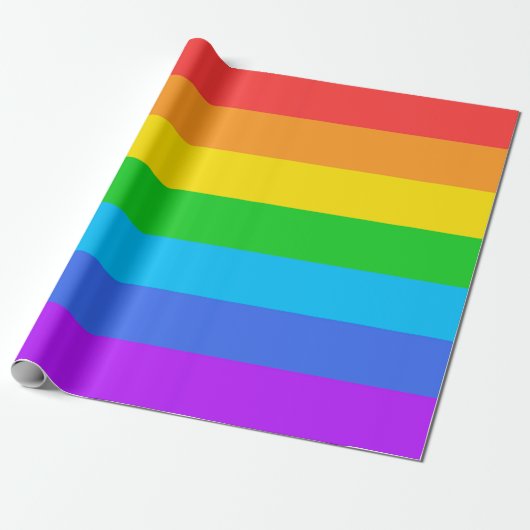 Big Rainbow Stripes Wrapping Paper Cadeaupapier (Uitgerold)
