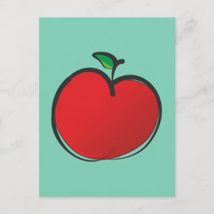 Big Red Apple Tekening Briefkaart