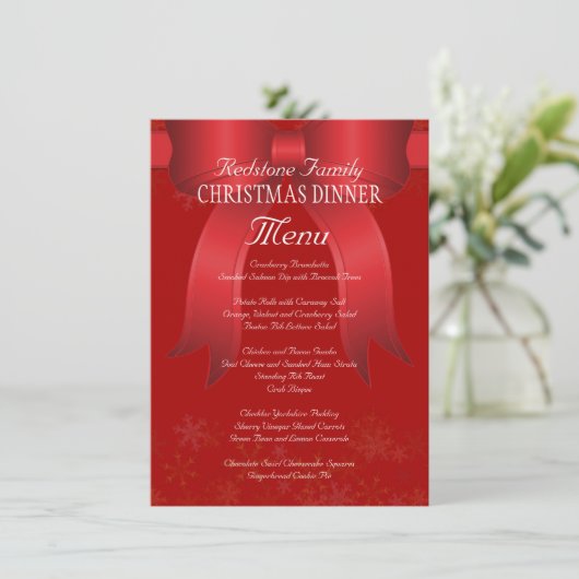 Big Red Bow Family Christmas Dinner Menu (Debout devant)