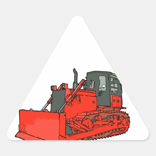 Big Red Bulldozer Driehoek Sticker (Voorkant)