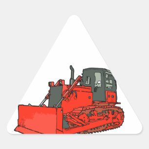Big Red Bulldozer Driehoek Sticker