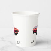 Big Red Car Custom Text Party Cup Papieren Bekers (Rechts)