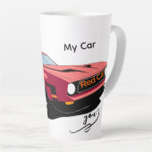 Big Red Car Latte Mug – Custom Text Car Lover  (Angle droit)