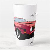 Big Red Car Latte Mug – Custom Text Car Lover  (Devant)