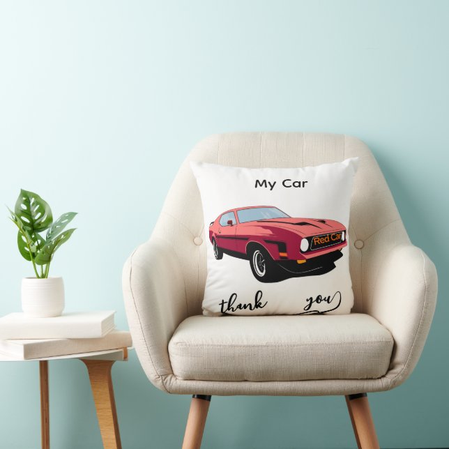 Big Red Car Throw Pillow –Home Décor Kussen (Stoel)