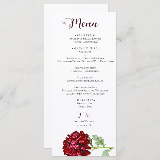 Big Red Chrysanthemum Menu (Devant / Derrière)