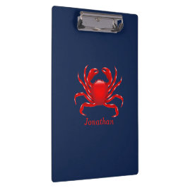 Big Red Crab op blauwe achtergrond Terug naar scho Klembord
