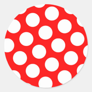 Big Red en White Polka Dots Ronde Sticker
