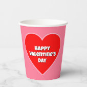 Big Red Happy Valentijn's Day Heart Papieren Bekers (Voorkant)