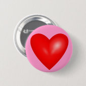 Big Red Heart of Love Ronde Button 5,7 Cm (Voorkant /achterkant)