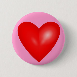 Big Red Heart of Love Ronde Button 5,7 Cm