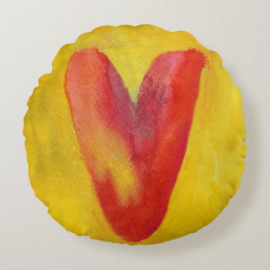 Big Red Heart Rond Kussen (Voorkant)