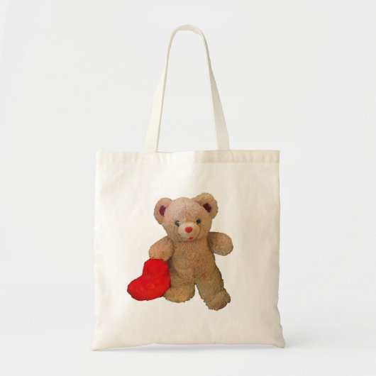 Big Red Heart Teddy Bear Tote Bag (Voorkant)