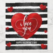 Big Red Hearts dit "Je t'aime" Vins Étiquettes (Étiquettes simples)