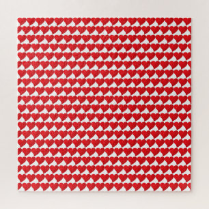 Big Red Hearts patroon witte Valentijnsdag Legpuzzel
