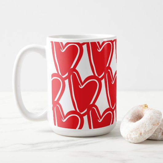 Big Red Hearts tasse de papier (Avec donut)