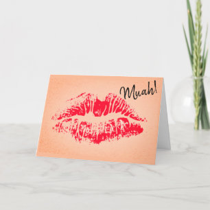 Big Red Kiss voor zijn Valentijnsdag Feestdagen Kaart
