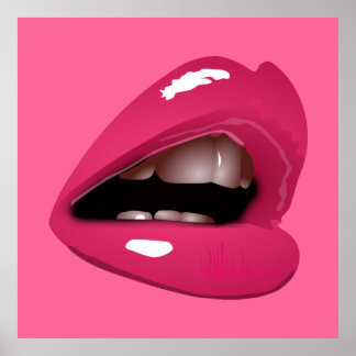 Big Red Lips Roze Poster