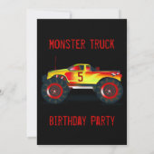 Big Red Monster Truck Invitations de fête d'annive (Dos)