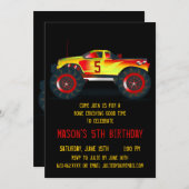 Big Red Monster Truck Invitations de fête d'annive (Devant / Derrière)