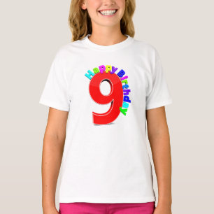 Big Red Numéro 9 avec typographie T-shirts d'anniv