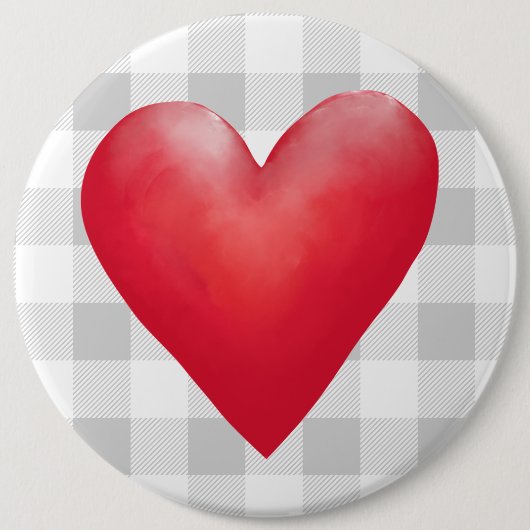 Big Red Painted Heart | Valentijn met buffelstang Ronde Button 6,0 Cm (Voorkant)