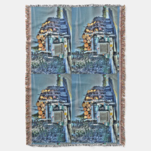 Big Rig Logging Truck Highway Driving Art Design Deken (Voorkant Verticaal)