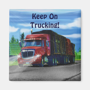 Big Rig Red Cargo Truck voor kinderen en truckers Magneet