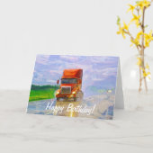 Big Rig Road-liner Truck-lover Carte d'anniversair (Fleur jaune)