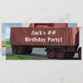 Big Rig Semi Truck Invitations de fête d'anniversa (Devant / Derrière)