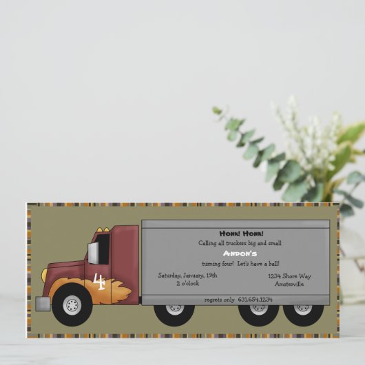 Big Rig Uitnodiging (Staand voorkant)