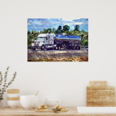 Big Rig White Petrol Tanker Poster d'art du conduc (Cuisine)