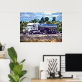 Big Rig White Petrol Tanker Poster d'art du conduc (Bureau à domicile)