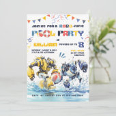 Big Robots Pool Party Invitation d'anniversaire (Debout devant)