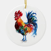 Big Rooster Waterverf Keramisch Ornament (Voorkant)