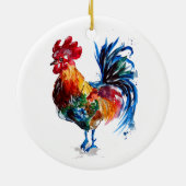 Big Rooster Waterverf Keramisch Ornament (Achterkant)