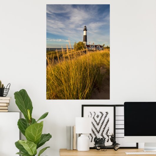 Big Sable Point Lighthouse op Lake Michigan Poster (Thuiskantoor)