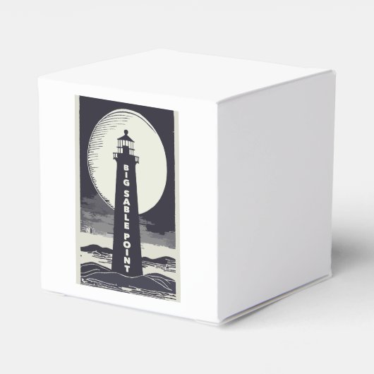 Big Sable Point Michigan Lighthouse Moon Bedankdoosjes (Achterkant)
