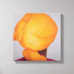 Big Saffron Turban Canvas Afdruk