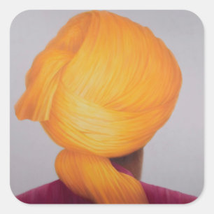Big Saffron Turban Vierkante Sticker