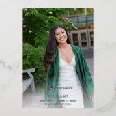 Big Script Name Photo Afstudeerder Party Vertical  Folie Uitnodiging (Voorkant)