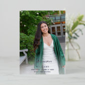 Big Script Name Photo Afstudeerder Party Vertical  Folie Uitnodiging (Staand Voorkant)
